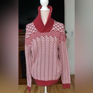 American Rag Red and White Cowl Neck Sweater
